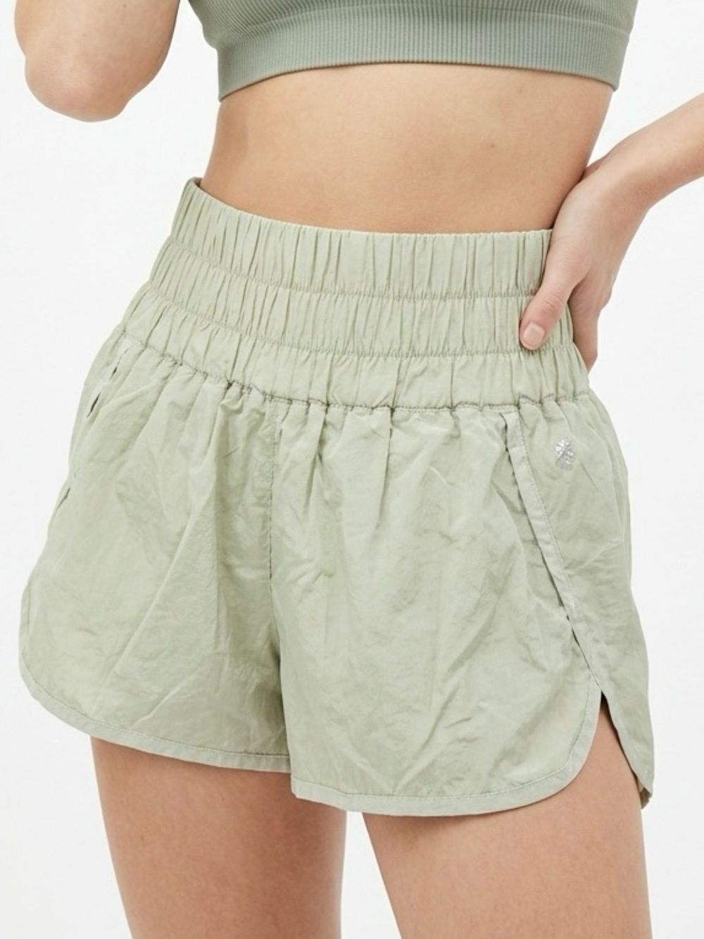 FREE PEOPLE | FP MOVEMENT The Way Home Sage Green Athletic Shorts Women’s Size L